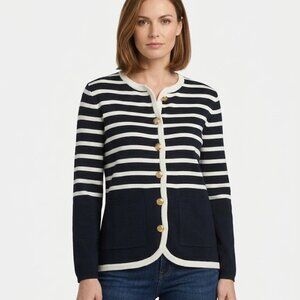 RAG & BONE Striped Cardigan Navy/Beige Size L New With Tags $478